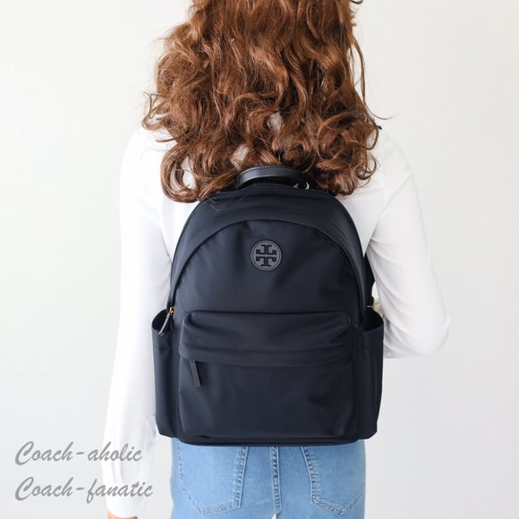 Tory Burch Ella Logo Dual Zip Compartment Nylon Backpack in Black

Reposhing!!! - Picture 1 of 13